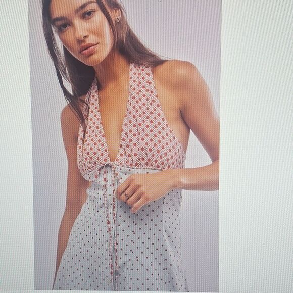 Free People Stelladonna Midi Dress Lt Blue Combo Size Large - Picture 6 of 17